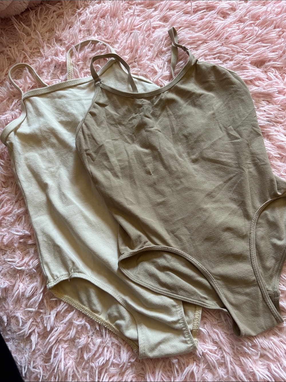 Kids Strappy Scoop Neck Bodysuit in Beige and Light Cream